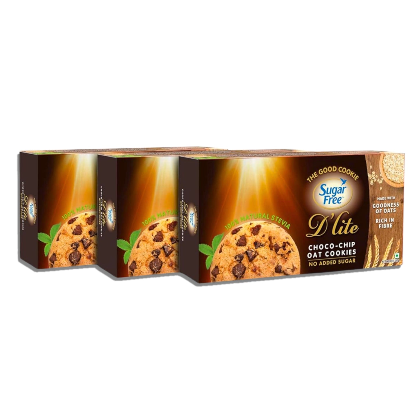 Sugar Free Chocolate Chip Cookies, Crunchy Cookies with Choco Chips, No Added Sugar Biscuits for Snacking, Tea-Time Cookies, 150g (Pack of 3, 450g)