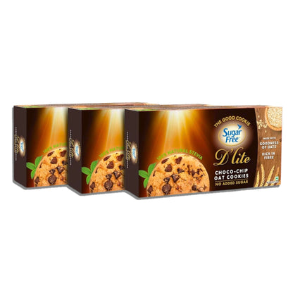 Sugar Free Chocolate Chip Cookies, Crunchy Cookies with Choco Chips, No Added Sugar Biscuits for Snacking, Tea-Time Cookies, 150g (Pack of 3, 450g)
