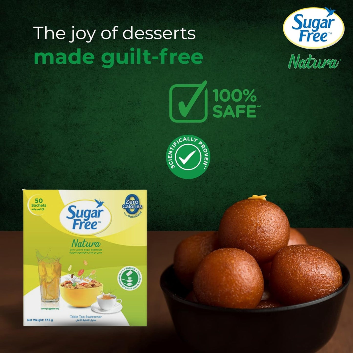 Sugar Free Natura Sachet 50 (Pack of 4)| Zero Added Sugar Tabletop Sweetener for Tea & Coffee, Low Calorie Sugar Substitute, Single-Serve Packets, 50 Count (Pack of 4)