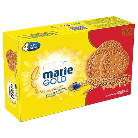 Britannia Marie Gold Cookies | Classic Light and Crispy Biscuits | Perfect Tea Time Snack | 21.16oz (600g) | Pack of 1