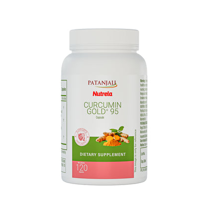 patanjali Nutrela Curcumin Gold+ with Salai Guggul & Black Pepper | 95% Curcuminoids | High-Strength Herbal Supplement | 120 Vegetarian Capsules