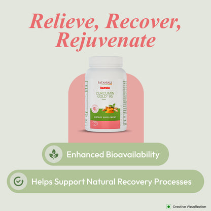 patanjali Nutrela Curcumin Gold+ with Salai Guggul & Black Pepper | 95% Curcuminoids | High-Strength Herbal Supplement | 120 Vegetarian Capsules