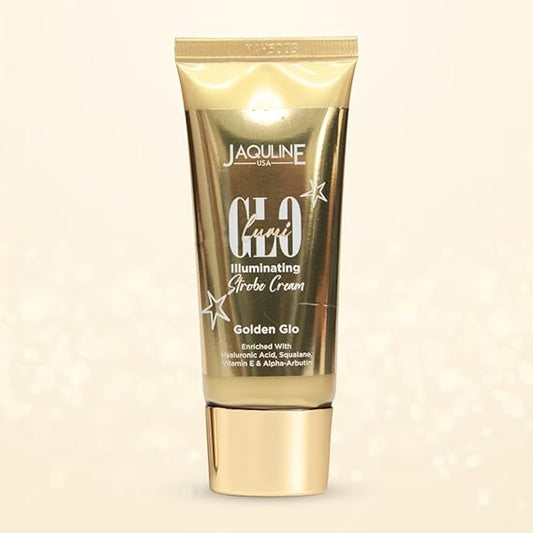 Jaquline USA Lumiglo Illuminating Strobe Cream – Golden Glo (30g) | Radiant Glow Highlighter Cream for a Luminous Finish | Lightweight & Blendable Formula