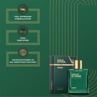 Wild Stone Chief Long Lasting Premium Perfume for Men | Eau de Parfum (EDP) | 100 ml / 3.4 Fl oz | Best Gift for Him l Premium Perfume for Men l Infused with Aquatic and Woody Notes