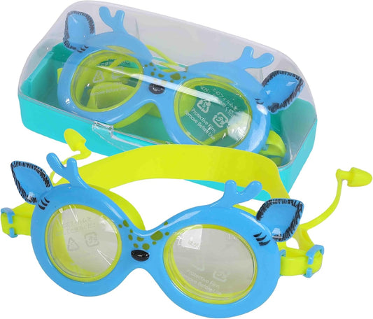 ENDLESS EL1003 Children Swimming Goggle with Anti-Fog and UV Protection | Material: Silicon, PU | Attached Ear Buds and Adjustable Strap | Soft Silicone Gasket for Leak Proof | With Hard Case