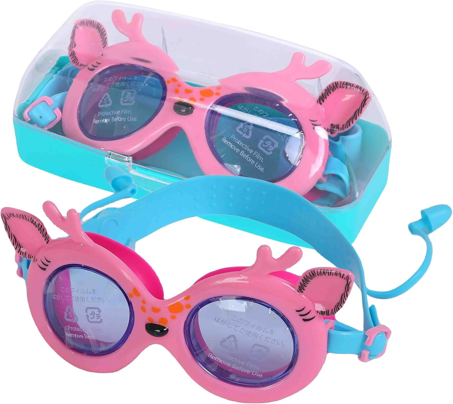 ENDLESS EL1003 Children Swimming Goggle with Anti-Fog and UV Protection | Material: Silicon, PU | Attached Ear Buds and Adjustable Strap | Soft Silicone Gasket for Leak Proof | With Hard Case