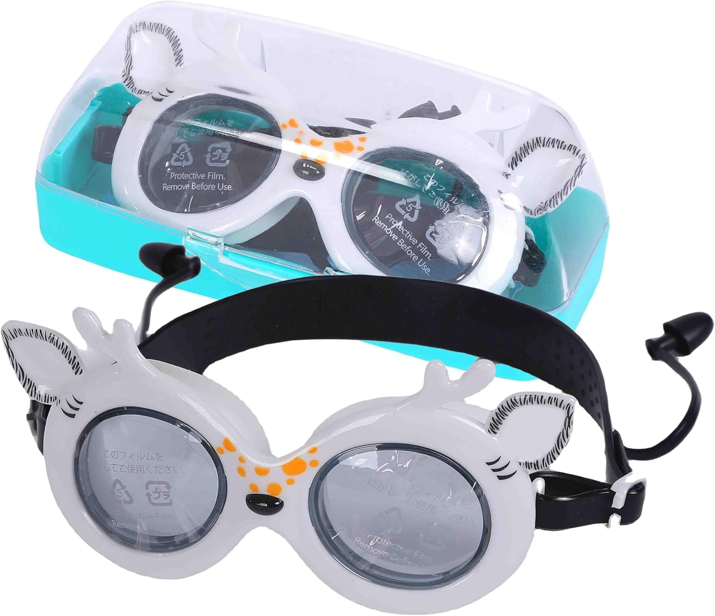 ENDLESS EL1003 Children Swimming Goggle with Anti-Fog and UV Protection | Material: Silicon, PU | Attached Ear Buds and Adjustable Strap | Soft Silicone Gasket for Leak Proof | With Hard Case