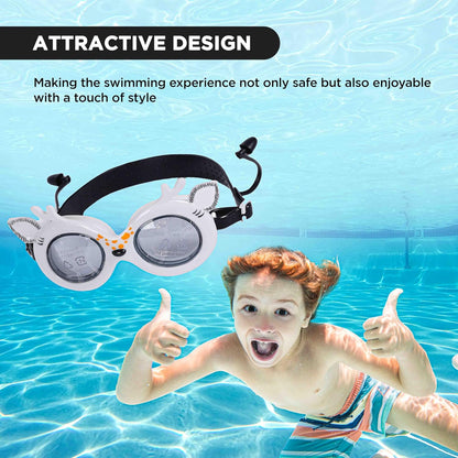ENDLESS EL1003 Children Swimming Goggle with Anti-Fog and UV Protection | Material: Silicon, PU | Attached Ear Buds and Adjustable Strap | Soft Silicone Gasket for Leak Proof | With Hard Case