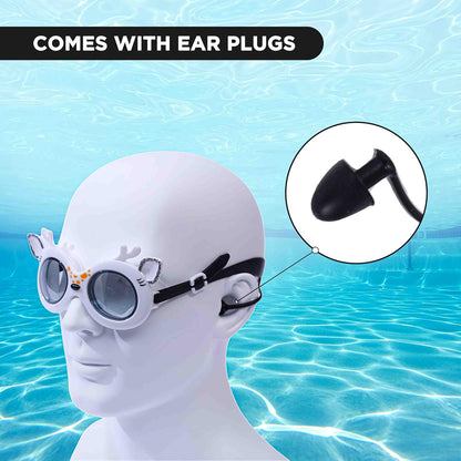 ENDLESS EL1003 Children Swimming Goggle with Anti-Fog and UV Protection | Material: Silicon, PU | Attached Ear Buds and Adjustable Strap | Soft Silicone Gasket for Leak Proof | With Hard Case