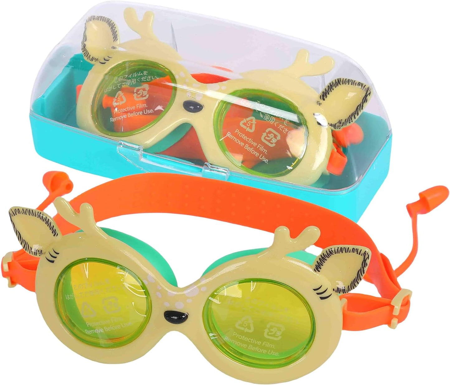 ENDLESS EL1003 Children Swimming Goggle with Anti-Fog and UV Protection | Material: Silicon, PU | Attached Ear Buds and Adjustable Strap | Soft Silicone Gasket for Leak Proof | With Hard Case