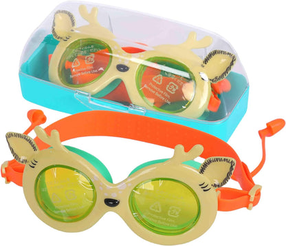 ENDLESS EL1003 Children Swimming Goggle with Anti-Fog and UV Protection | Material: Silicon, PU | Attached Ear Buds and Adjustable Strap | Soft Silicone Gasket for Leak Proof | With Hard Case