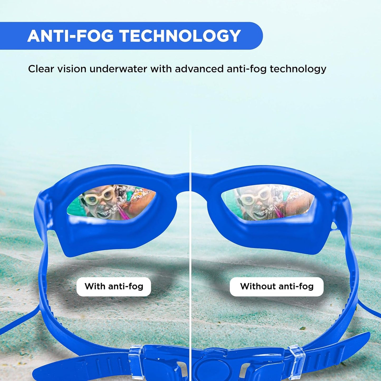 ENDLESS EL1005 Stylish Swimming Goggle with Anti-Fog and UV Protection | Material: Silicon, PU | Attached Ear Buds and Adjustable Strap | Soft Silicone Gasket for Leak Proof | With Hard Case