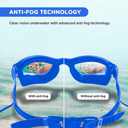 ENDLESS EL1005 Stylish Swimming Goggle with Anti-Fog and UV Protection | Material: Silicon, PU | Attached Ear Buds and Adjustable Strap | Soft Silicone Gasket for Leak Proof | With Hard Case