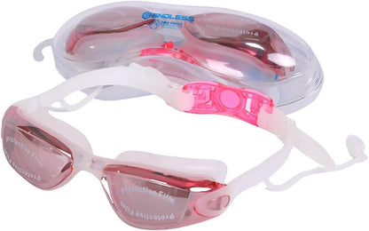 ENDLESS EL1005 Stylish Swimming Goggle with Anti-Fog and UV Protection | Material: Silicon, PU | Attached Ear Buds and Adjustable Strap | Soft Silicone Gasket for Leak Proof | With Hard Case