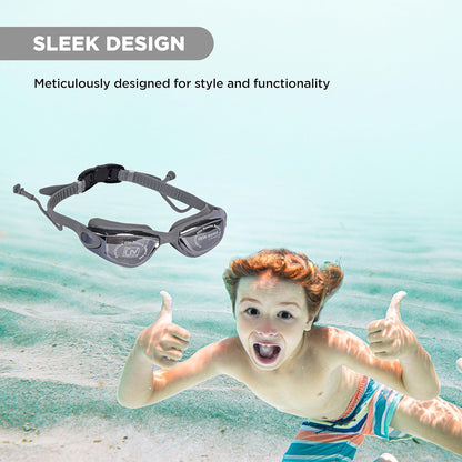 ENDLESS EL1005 Stylish Swimming Goggle with Anti-Fog and UV Protection | Material: Silicon, PU | Attached Ear Buds and Adjustable Strap | Soft Silicone Gasket for Leak Proof | With Hard Case