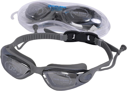 ENDLESS EL1005 Stylish Swimming Goggle with Anti-Fog and UV Protection | Material: Silicon, PU | Attached Ear Buds and Adjustable Strap | Soft Silicone Gasket for Leak Proof | With Hard Case