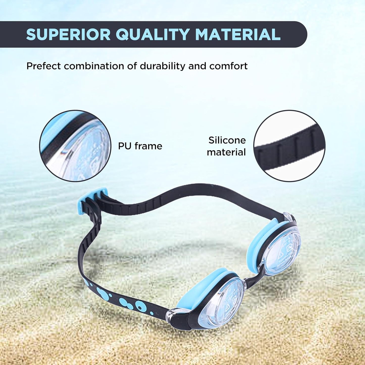 ENDLESS EL1006 Stylish Swimming Goggle with Anti-Fog and UV Protection | Material: Silicon, PU | With Adjustable Strap for Fit Adjust | Soft Silicone Gasket for Leak Proof | With Hard Case