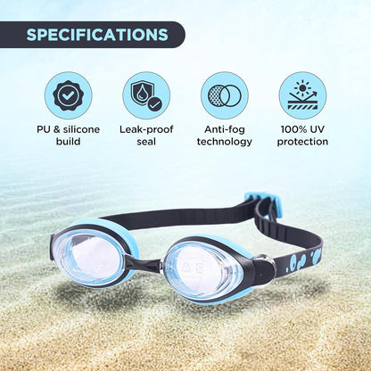 ENDLESS EL1006 Stylish Swimming Goggle with Anti-Fog and UV Protection | Material: Silicon, PU | With Adjustable Strap for Fit Adjust | Soft Silicone Gasket for Leak Proof | With Hard Case