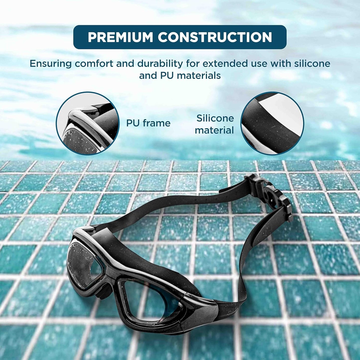 ENDLESS EL1007 Premium Swimming Goggle with Anti-Fog and UV Protection | Material: Silicon, PU | Stylish 180 Degree Wide View Glasses | Soft Silicone Gasket for Leak Proof | With Hard Case