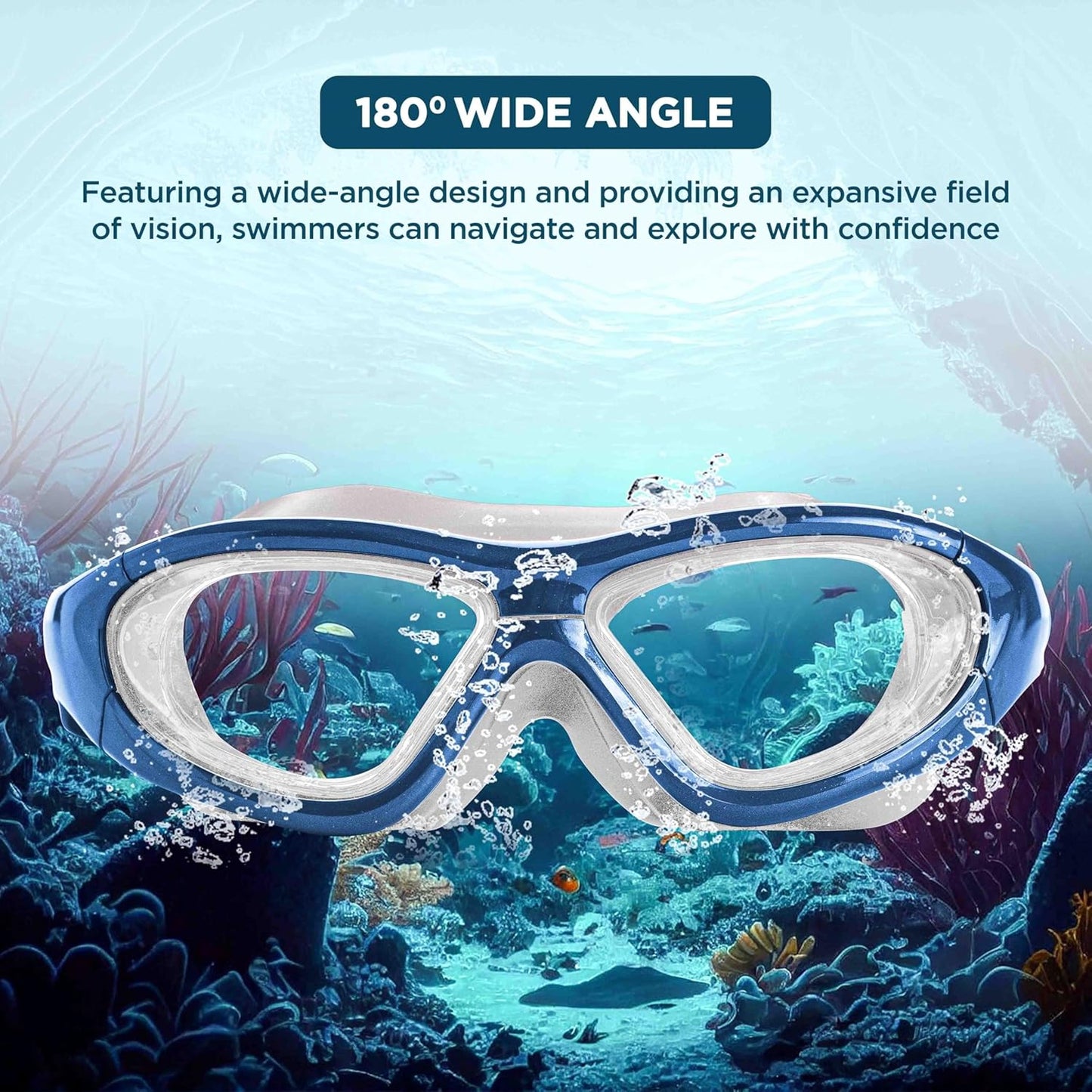 ENDLESS EL1007 Premium Swimming Goggle with Anti-Fog and UV Protection | Material: Silicon, PU | Stylish 180 Degree Wide View Glasses | Soft Silicone Gasket for Leak Proof | With Hard Case