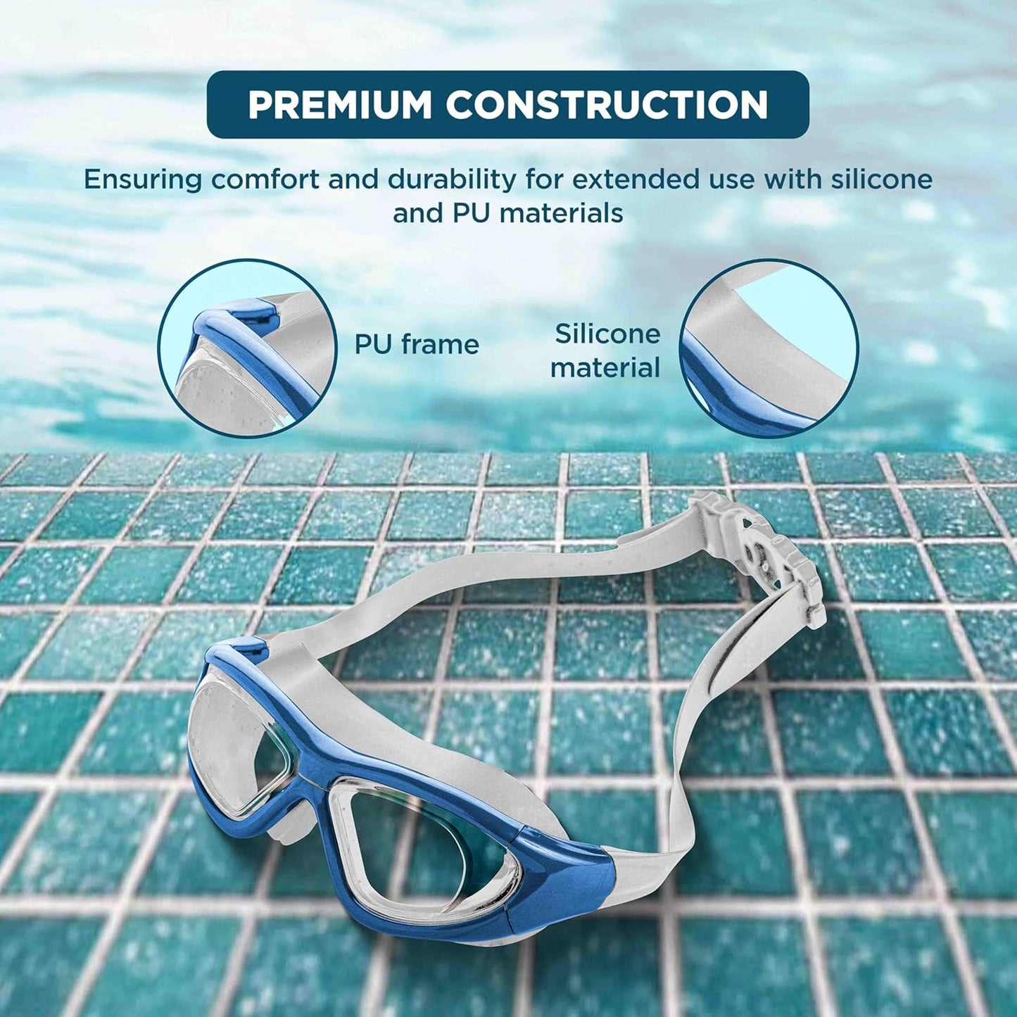 ENDLESS EL1007 Premium Swimming Goggle with Anti-Fog and UV Protection | Material: Silicon, PU | Stylish 180 Degree Wide View Glasses | Soft Silicone Gasket for Leak Proof | With Hard Case
