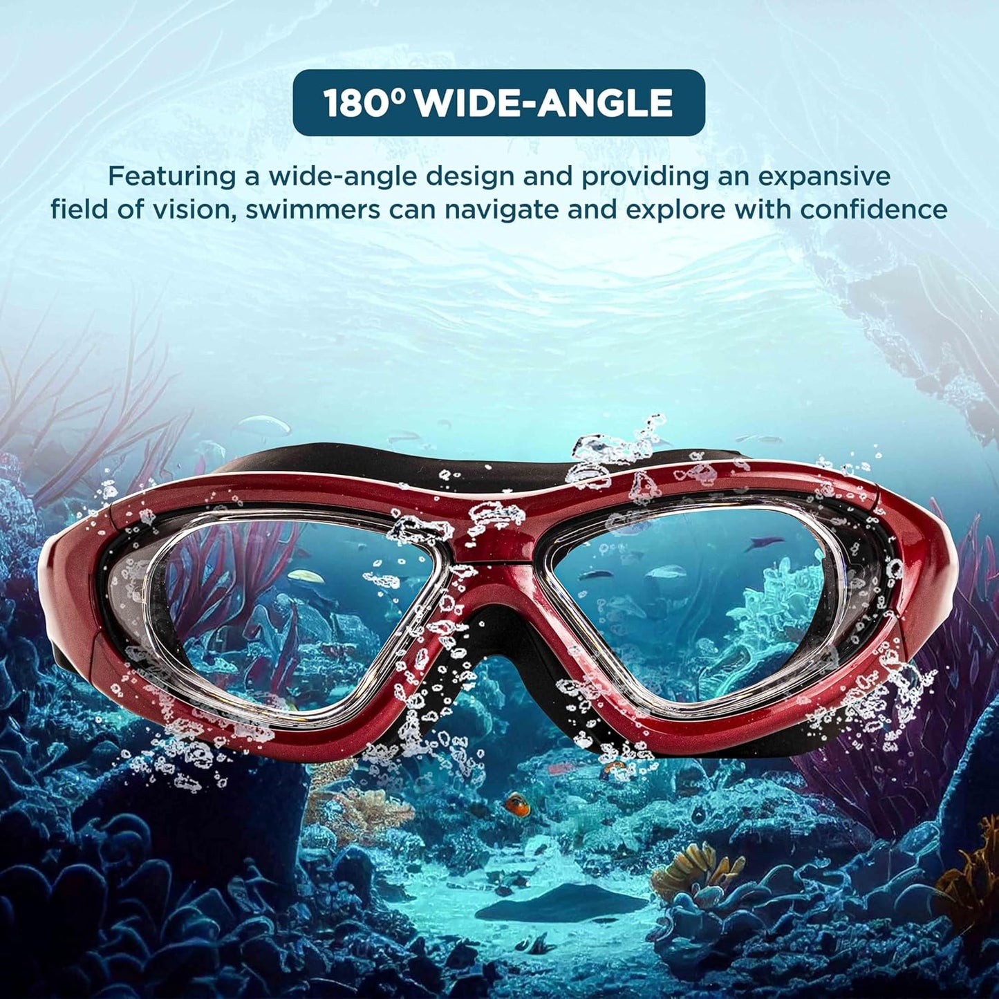 ENDLESS EL1007 Premium Swimming Goggle with Anti-Fog and UV Protection | Material: Silicon, PU | Stylish 180 Degree Wide View Glasses | Soft Silicone Gasket for Leak Proof | With Hard Case