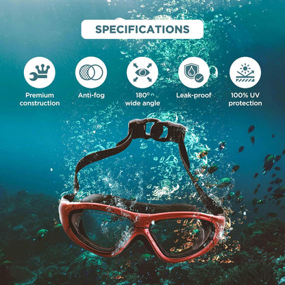 ENDLESS EL1007 Premium Swimming Goggle with Anti-Fog and UV Protection | Material: Silicon, PU | Stylish 180 Degree Wide View Glasses | Soft Silicone Gasket for Leak Proof | With Hard Case