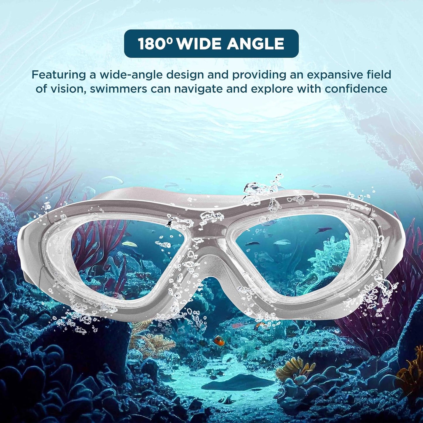 ENDLESS EL1007 Premium Swimming Goggle with Anti-Fog and UV Protection | Material: Silicon, PU | Stylish 180 Degree Wide View Glasses | Soft Silicone Gasket for Leak Proof | With Hard Case