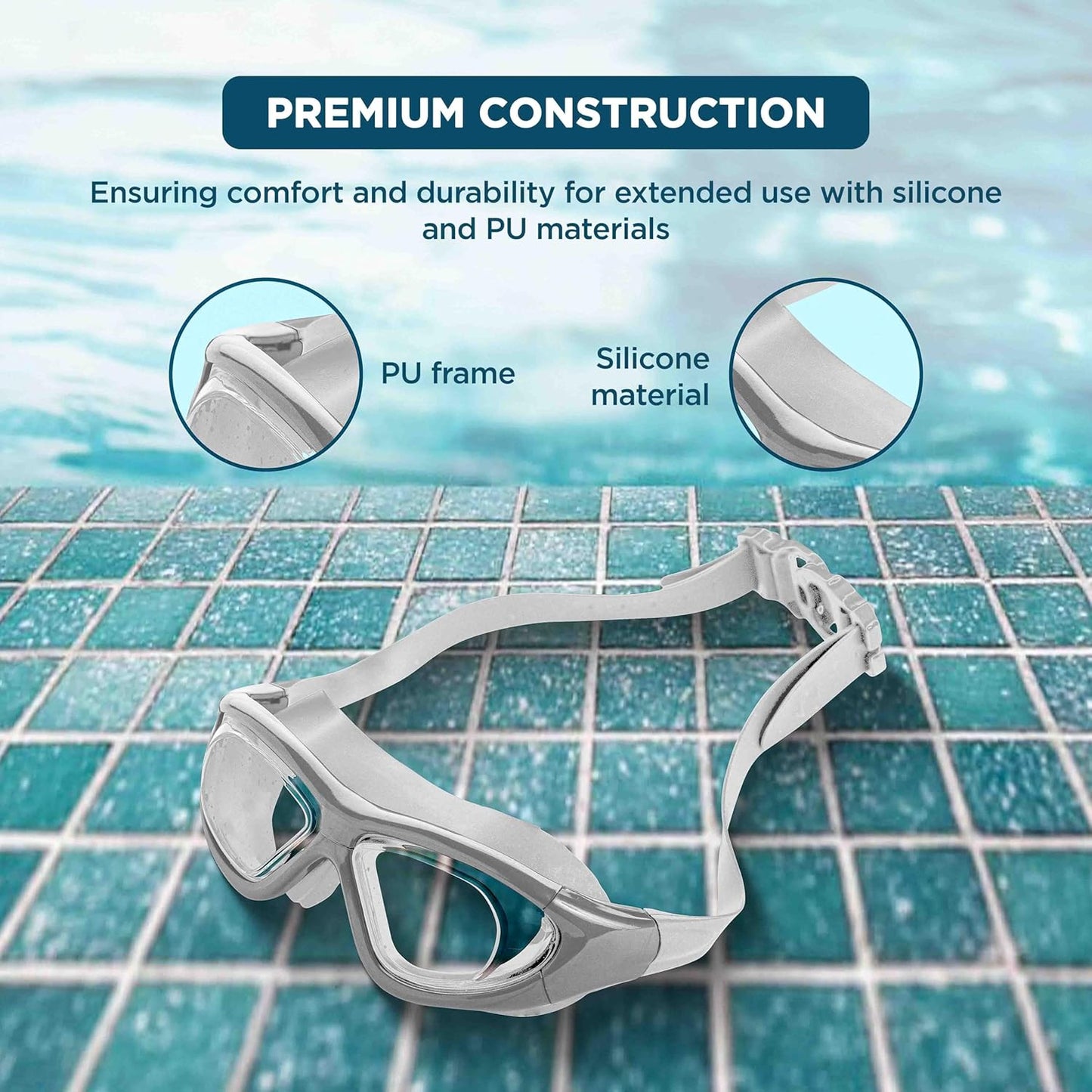 ENDLESS EL1007 Premium Swimming Goggle with Anti-Fog and UV Protection | Material: Silicon, PU | Stylish 180 Degree Wide View Glasses | Soft Silicone Gasket for Leak Proof | With Hard Case