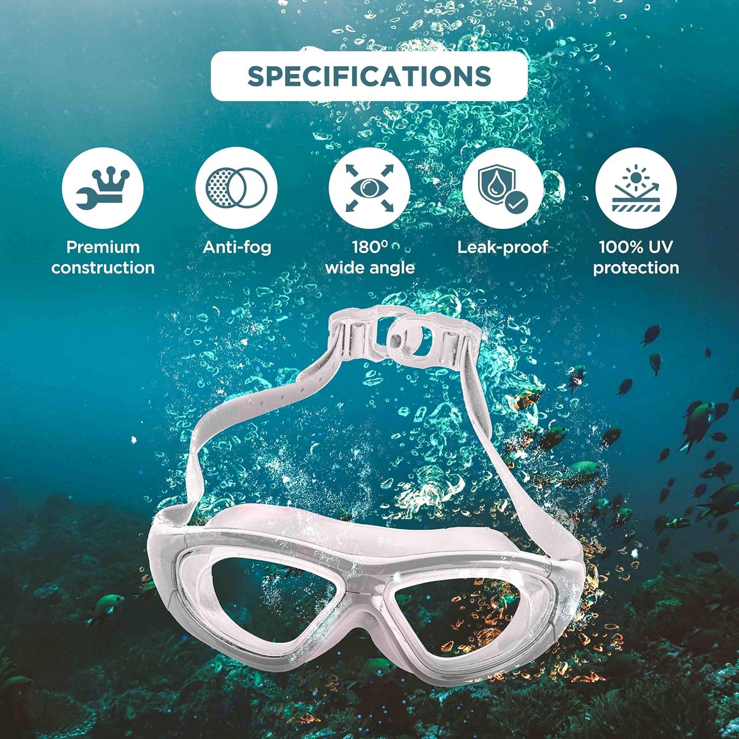 ENDLESS EL1007 Premium Swimming Goggle with Anti-Fog and UV Protection | Material: Silicon, PU | Stylish 180 Degree Wide View Glasses | Soft Silicone Gasket for Leak Proof | With Hard Case