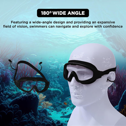 Endless EL1009 Premium Swimming Goggle with Anti-Fog and UV Protection | Material: Silicon, PU | Stylish Big Frame for more Visibility | Soft Silicone Gasket for Leak Proof | With Hard Case