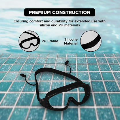 Endless EL1009 Premium Swimming Goggle with Anti-Fog and UV Protection | Material: Silicon, PU | Stylish Big Frame for more Visibility | Soft Silicone Gasket for Leak Proof | With Hard Case