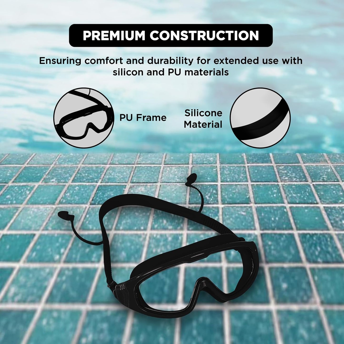 Endless EL1009 Premium Swimming Goggle with Anti-Fog and UV Protection | Material: Silicon, PU | Stylish Big Frame for more Visibility | Soft Silicone Gasket for Leak Proof | With Hard Case