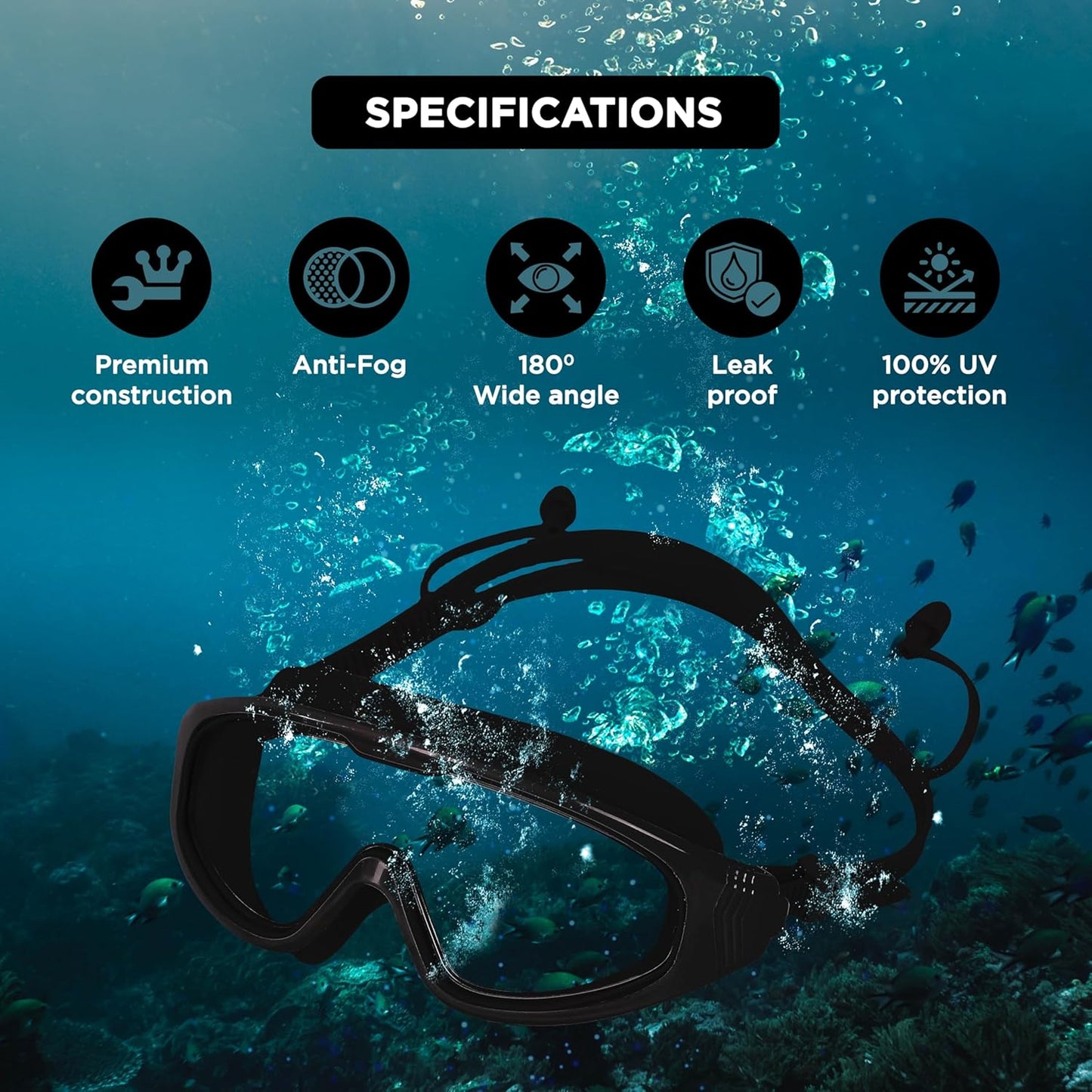 Endless EL1009 Premium Swimming Goggle with Anti-Fog and UV Protection | Material: Silicon, PU | Stylish Big Frame for more Visibility | Soft Silicone Gasket for Leak Proof | With Hard Case