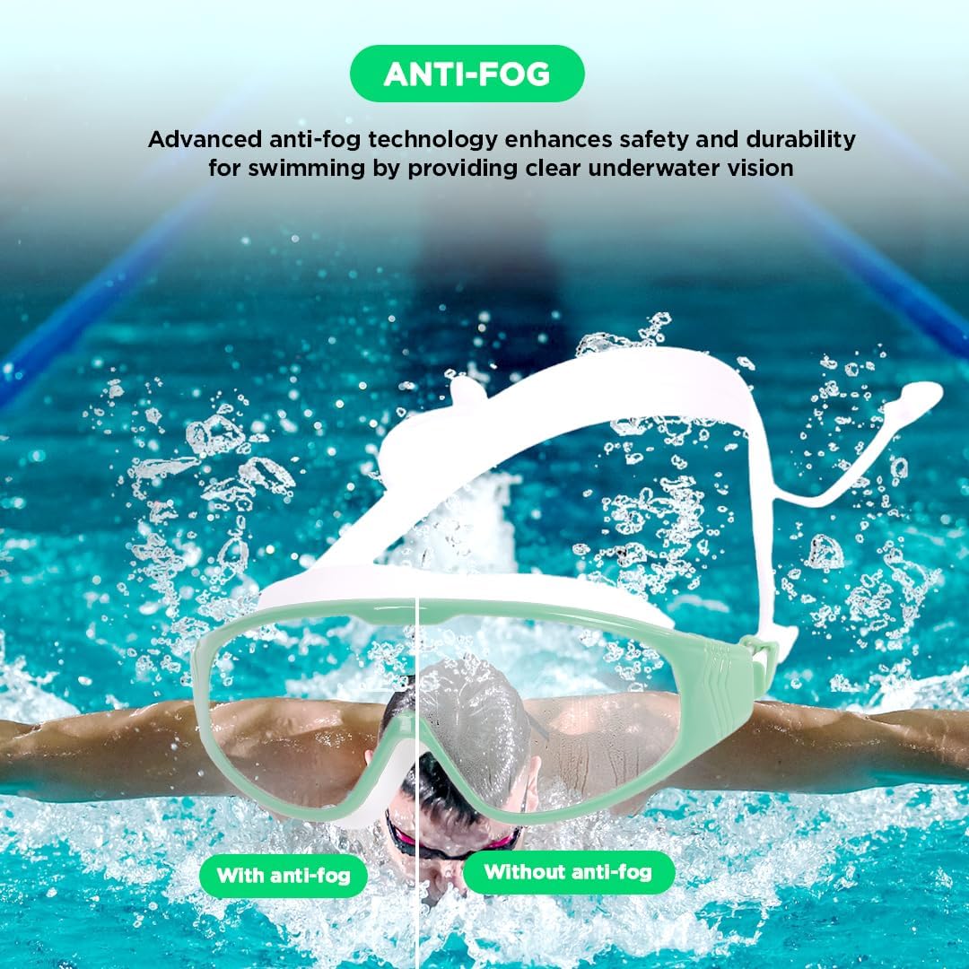 Endless EL1009 Premium Swimming Goggle with Anti-Fog and UV Protection | Material: Silicon, PU | Stylish Big Frame for more Visibility | Soft Silicone Gasket for Leak Proof | With Hard Case