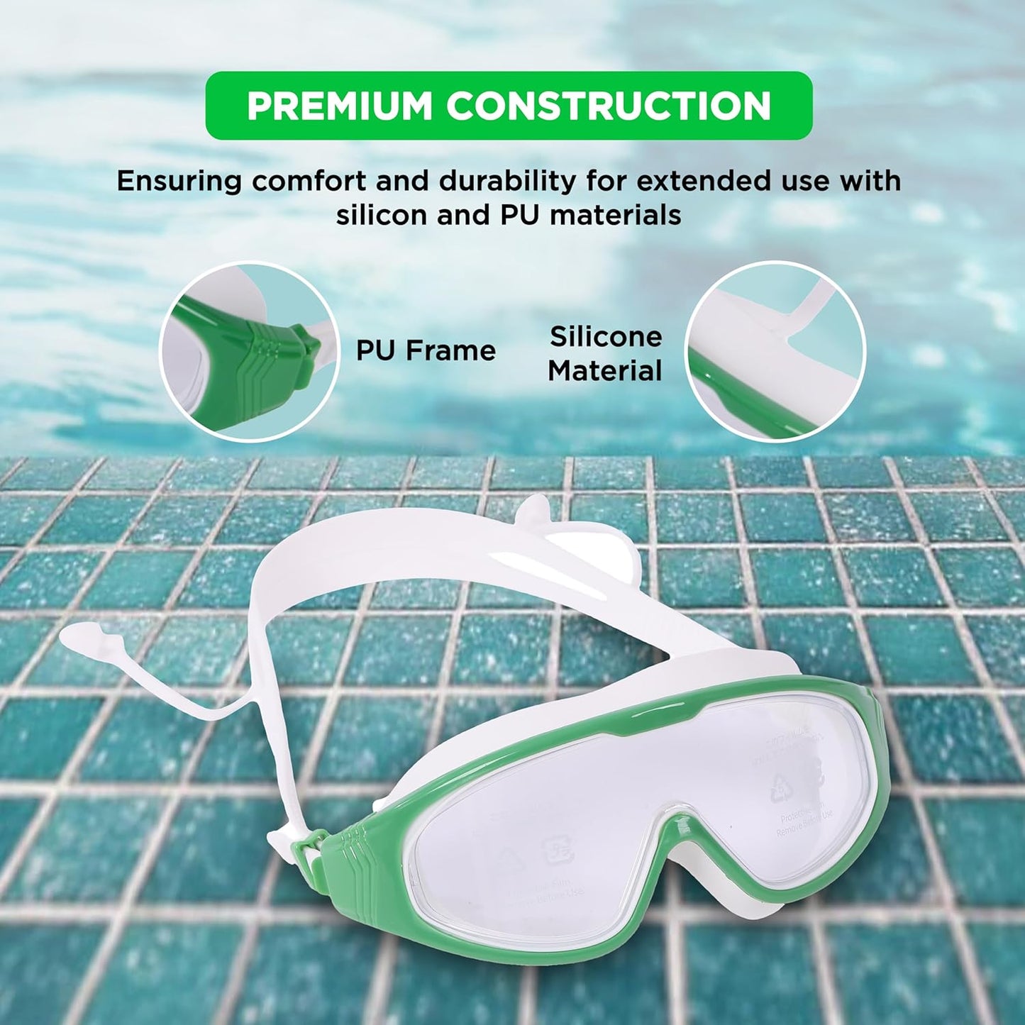 Endless EL1009 Premium Swimming Goggle with Anti-Fog and UV Protection | Material: Silicon, PU | Stylish Big Frame for more Visibility | Soft Silicone Gasket for Leak Proof | With Hard Case