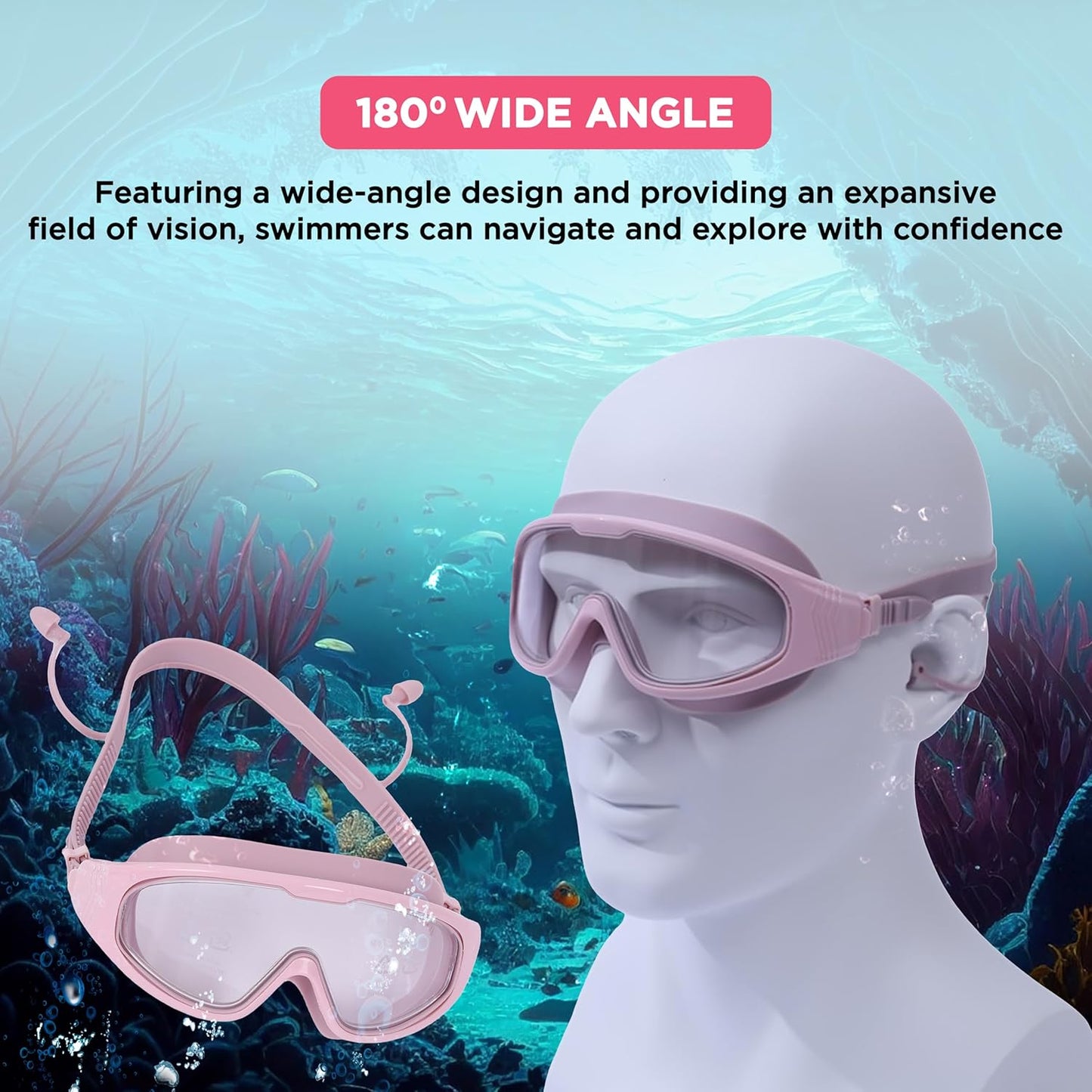 Endless EL1009 Premium Swimming Goggle with Anti-Fog and UV Protection | Material: Silicon, PU | Stylish Big Frame for more Visibility | Soft Silicone Gasket for Leak Proof | With Hard Case