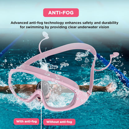 Endless EL1009 Premium Swimming Goggle with Anti-Fog and UV Protection | Material: Silicon, PU | Stylish Big Frame for more Visibility | Soft Silicone Gasket for Leak Proof | With Hard Case