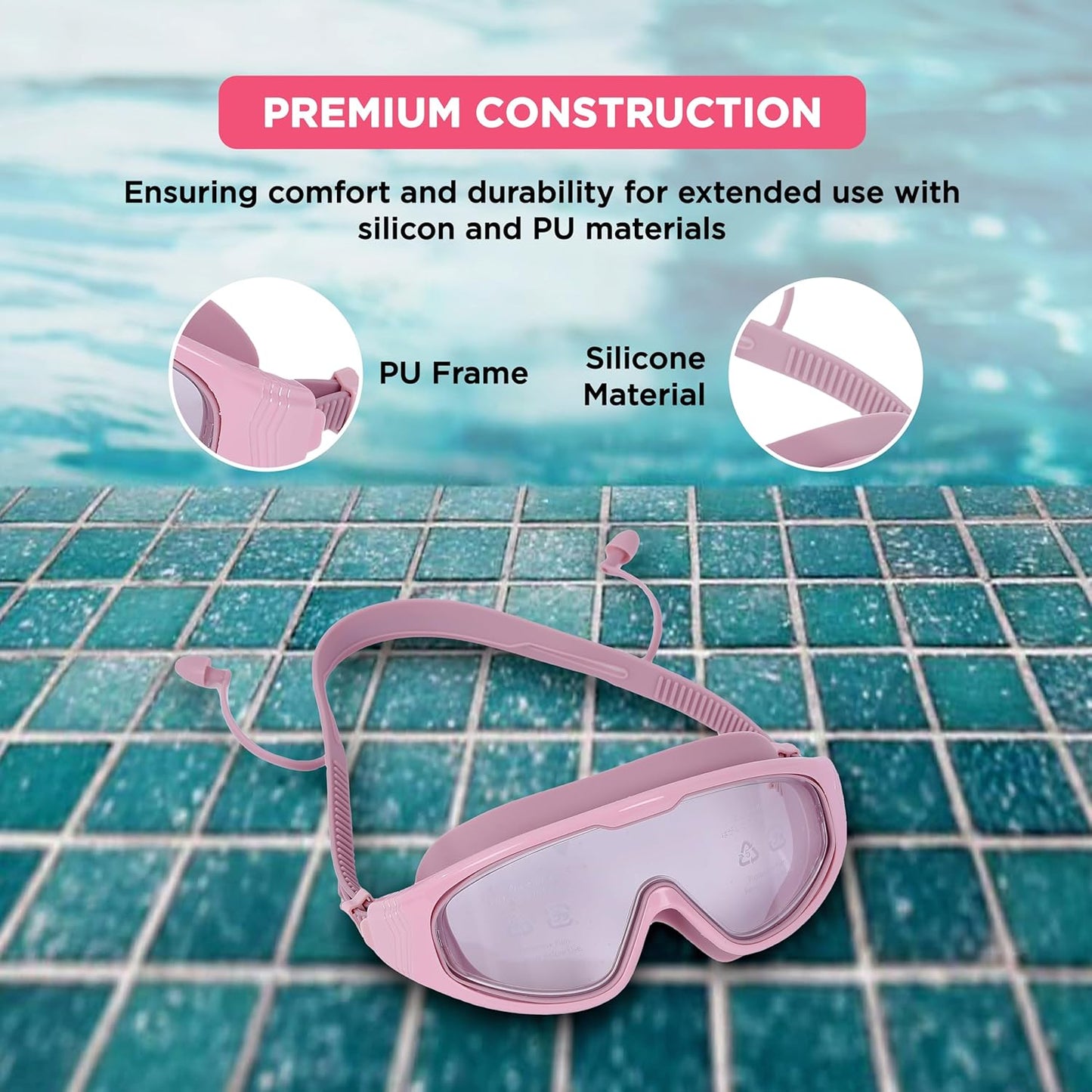 Endless EL1009 Premium Swimming Goggle with Anti-Fog and UV Protection | Material: Silicon, PU | Stylish Big Frame for more Visibility | Soft Silicone Gasket for Leak Proof | With Hard Case