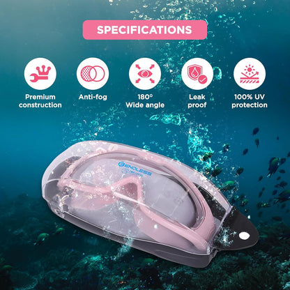 Endless EL1009 Premium Swimming Goggle with Anti-Fog and UV Protection | Material: Silicon, PU | Stylish Big Frame for more Visibility | Soft Silicone Gasket for Leak Proof | With Hard Case