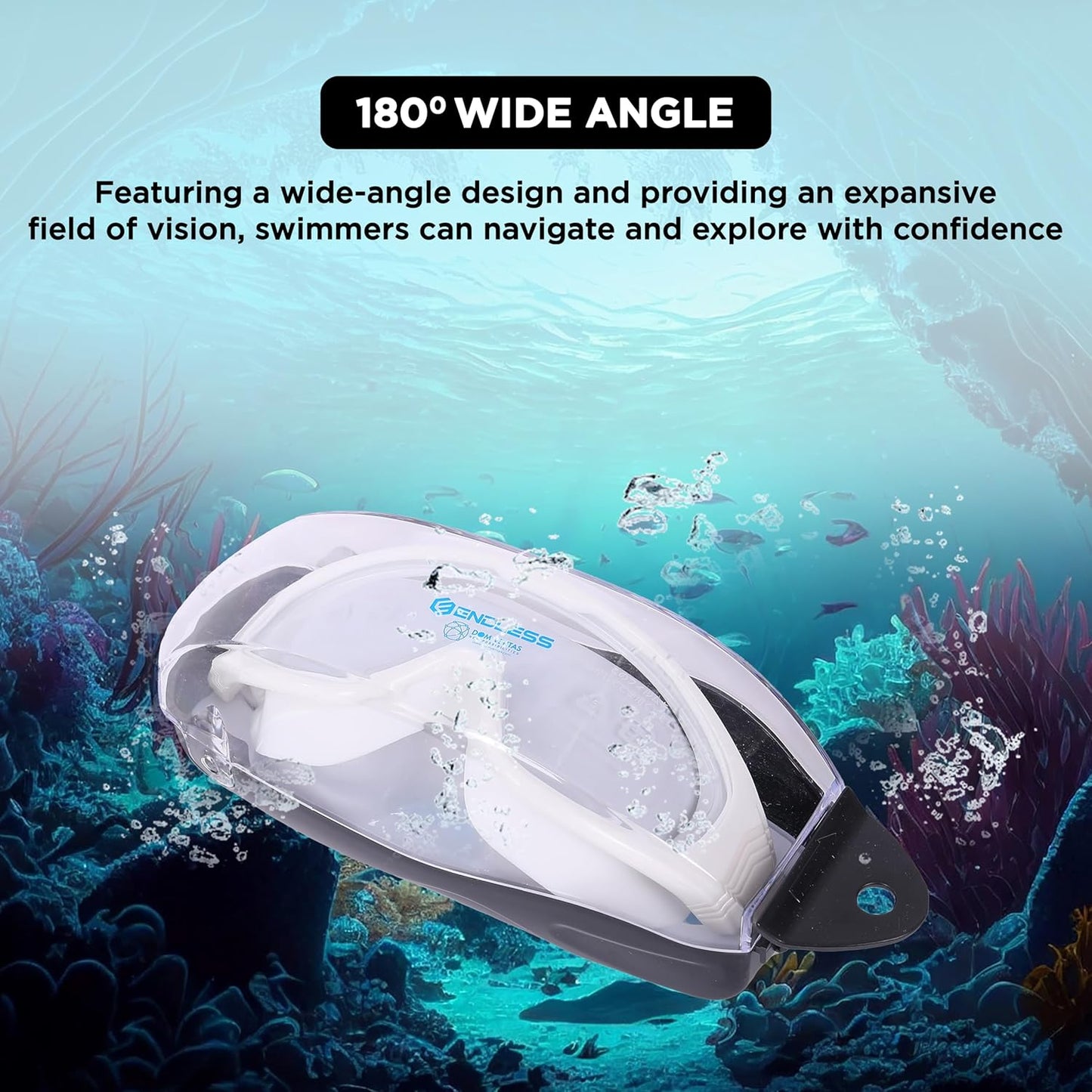 Endless EL1009 Premium Swimming Goggle with Anti-Fog and UV Protection | Material: Silicon, PU | Stylish Big Frame for more Visibility | Soft Silicone Gasket for Leak Proof | With Hard Case