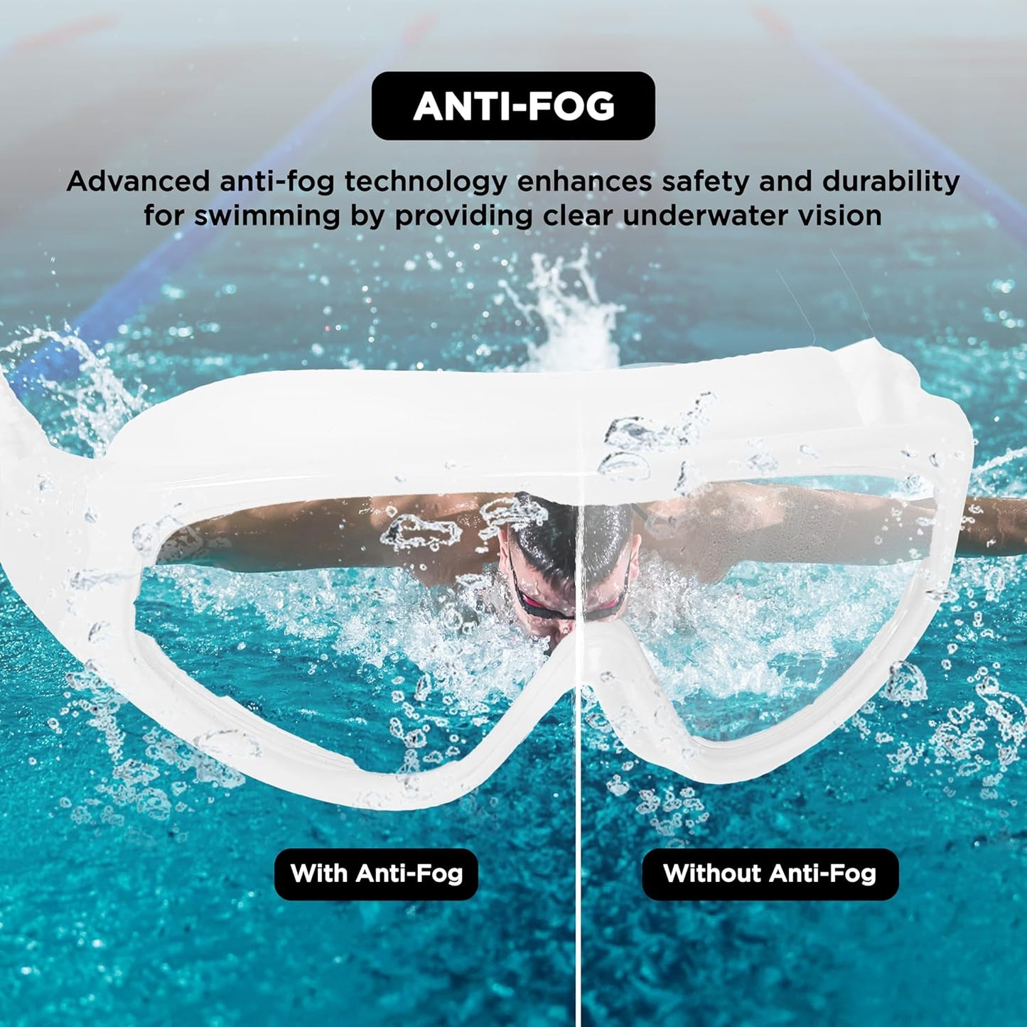 Endless EL1009 Premium Swimming Goggle with Anti-Fog and UV Protection | Material: Silicon, PU | Stylish Big Frame for more Visibility | Soft Silicone Gasket for Leak Proof | With Hard Case