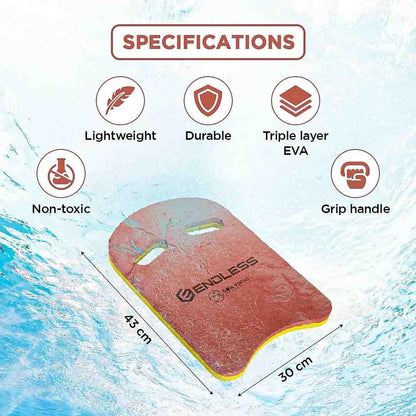 Endless EL1011 Swimming Kickboard With Comfortable Design | Material: EVA | For Beginners Swimming Training Floaters | For Kids and Adults Floating Pads