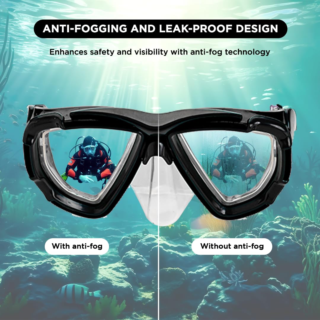 Endless EL1015 Snorkel Mask with Dry Top Breathing System | Material: Silicon, Plastic | with Anti-Fog and UV Protection | Diving Mask with Waterproof Equipment for Adults and Children