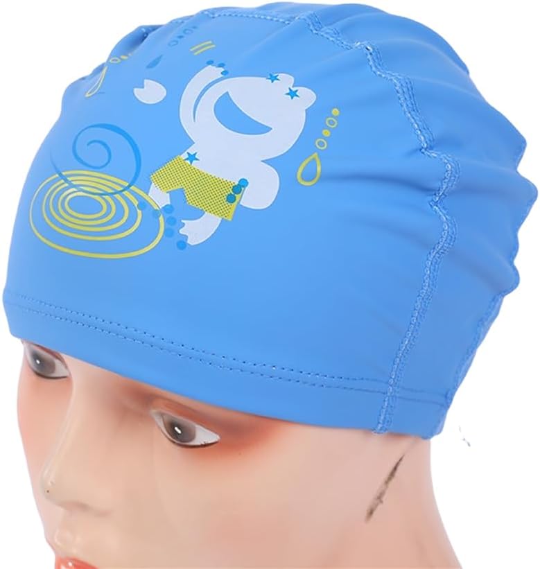 Endless EL1017 Comfortable PU Swimming Cap with Cartoon Design | Material : PU | Elastic Waterproof Swimming Cap for Long and Short Hair with Thicker Edge | For Children