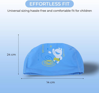 Endless EL1017 Comfortable PU Swimming Cap with Cartoon Design | Material : PU | Elastic Waterproof Swimming Cap for Long and Short Hair with Thicker Edge | For Children