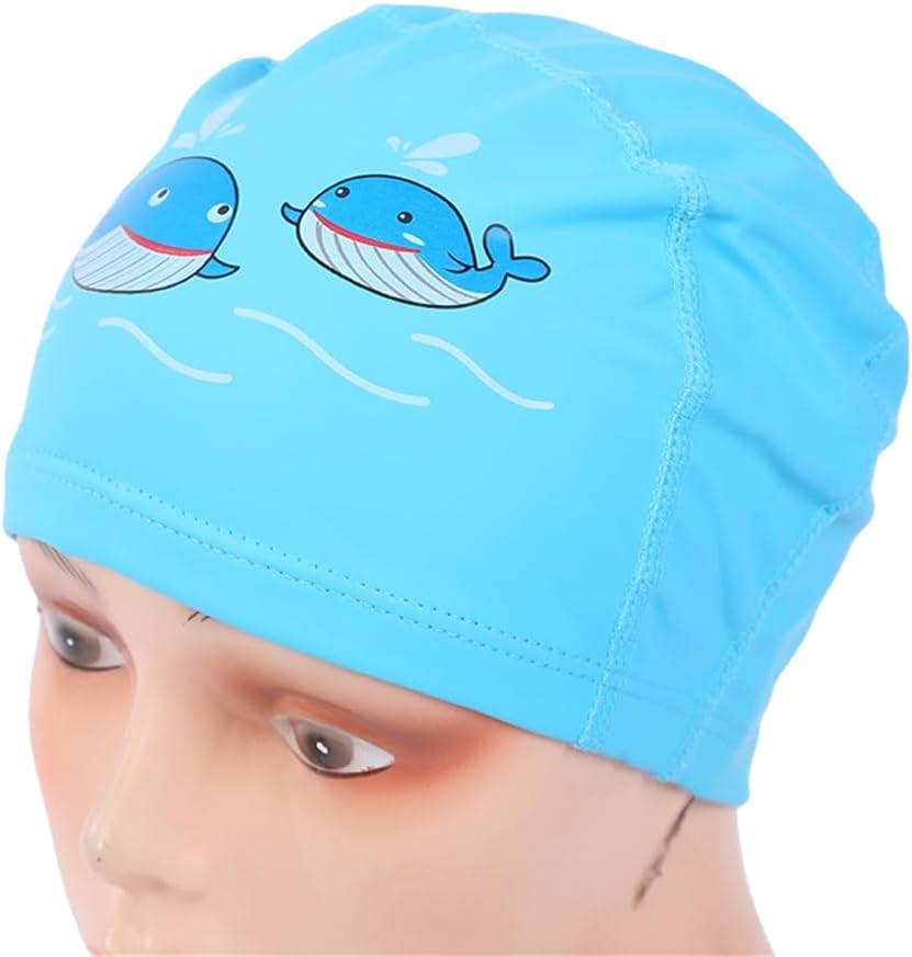 Endless EL1017 Comfortable PU Swimming Cap with Cartoon Design | Material : PU | Elastic Waterproof Swimming Cap for Long and Short Hair with Thicker Edge | For Children