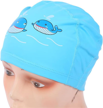 Endless EL1017 Comfortable PU Swimming Cap with Cartoon Design | Material : PU | Elastic Waterproof Swimming Cap for Long and Short Hair with Thicker Edge | For Children