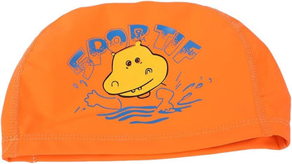 Endless EL1017 Comfortable PU Swimming Cap with Cartoon Design | Material : PU | Elastic Waterproof Swimming Cap for Long and Short Hair with Thicker Edge | For Children