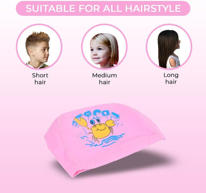 Endless EL1017 Comfortable PU Swimming Cap with Cartoon Design | Material : PU | Elastic Waterproof Swimming Cap for Long and Short Hair with Thicker Edge | For Children